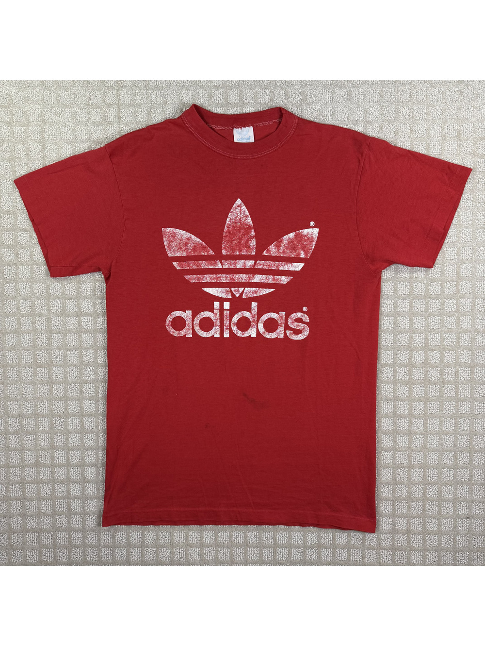 Adidas 1980s red Trefoil T-shirt S